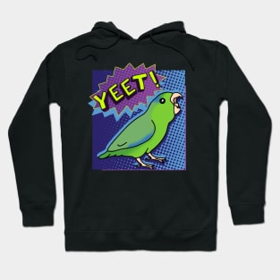 Green Parrotlet Screaming YEET - comic style Hoodie